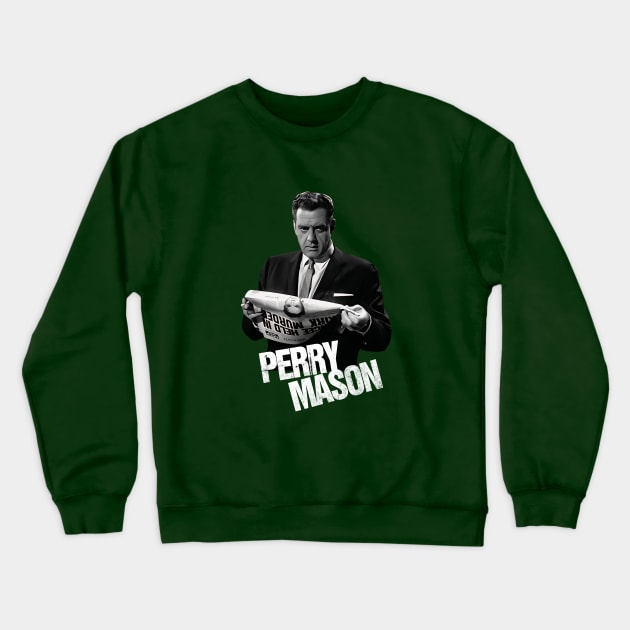 Perry Mason - Raymond Burr - 50s Tv Show Crewneck Sweatshirt by wildzerouk